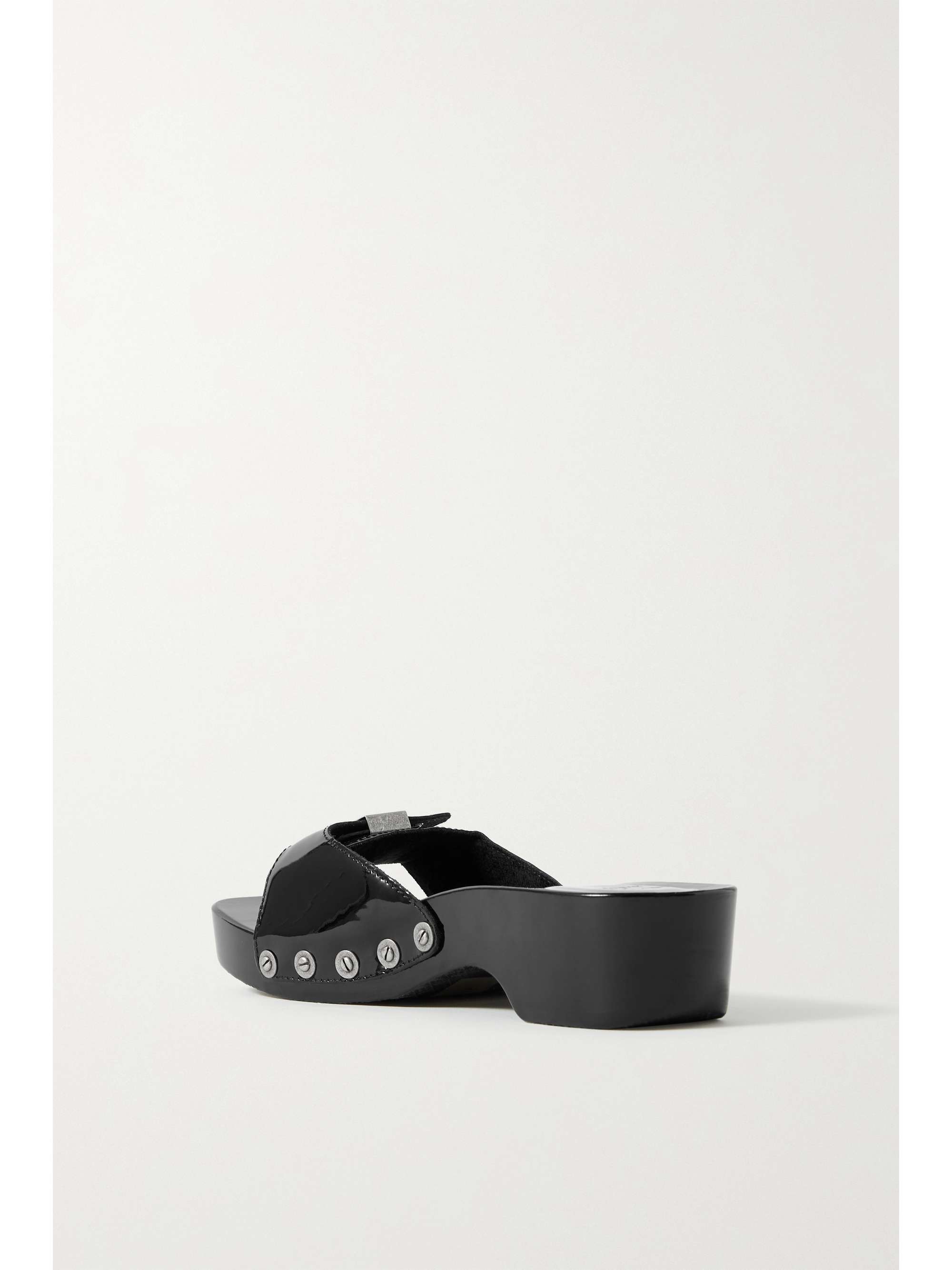 RE/DONE + Scholl buckled patent-leather clogs