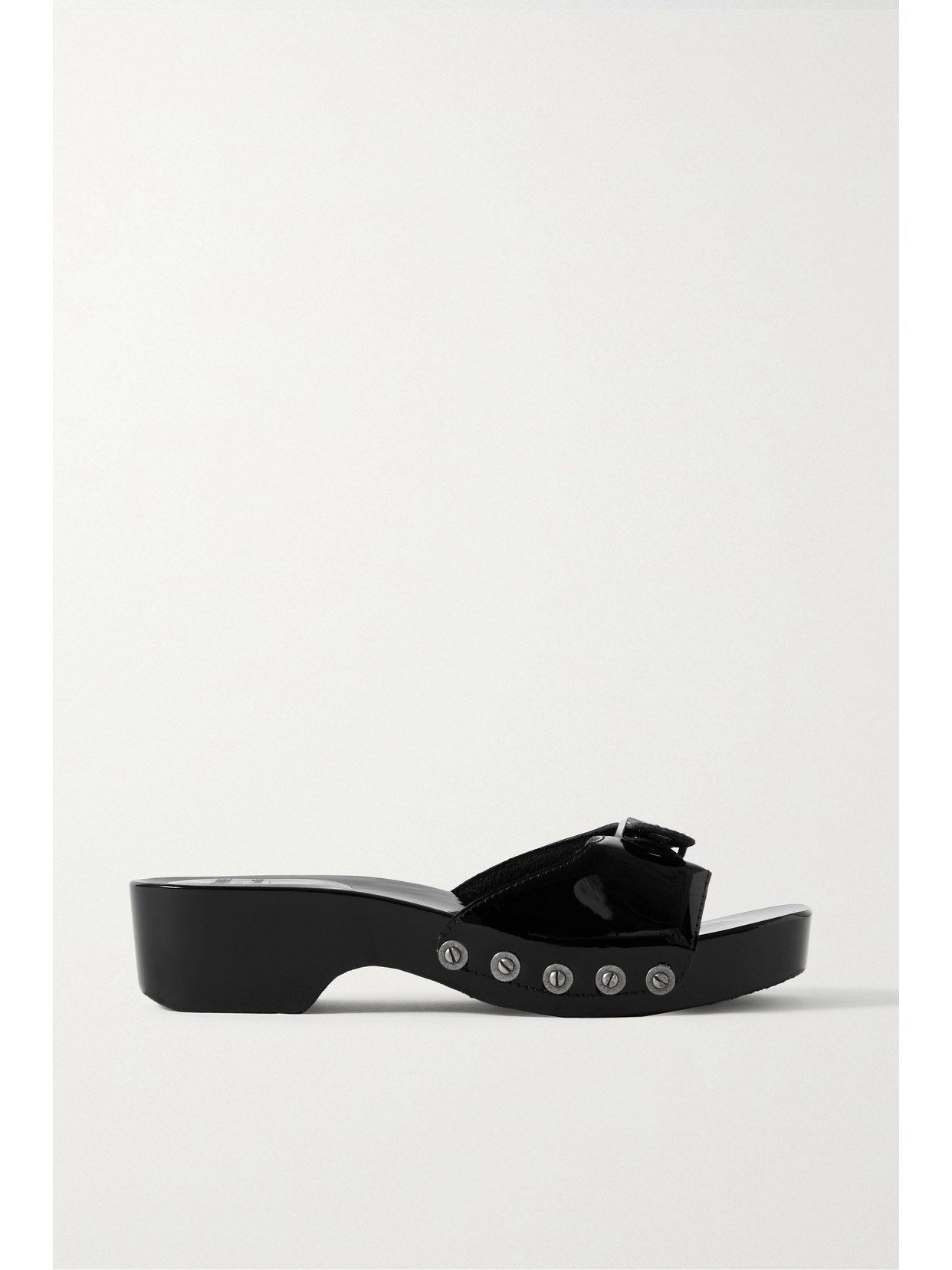 RE/DONE + Scholl Buckled Patent-leather Clogs