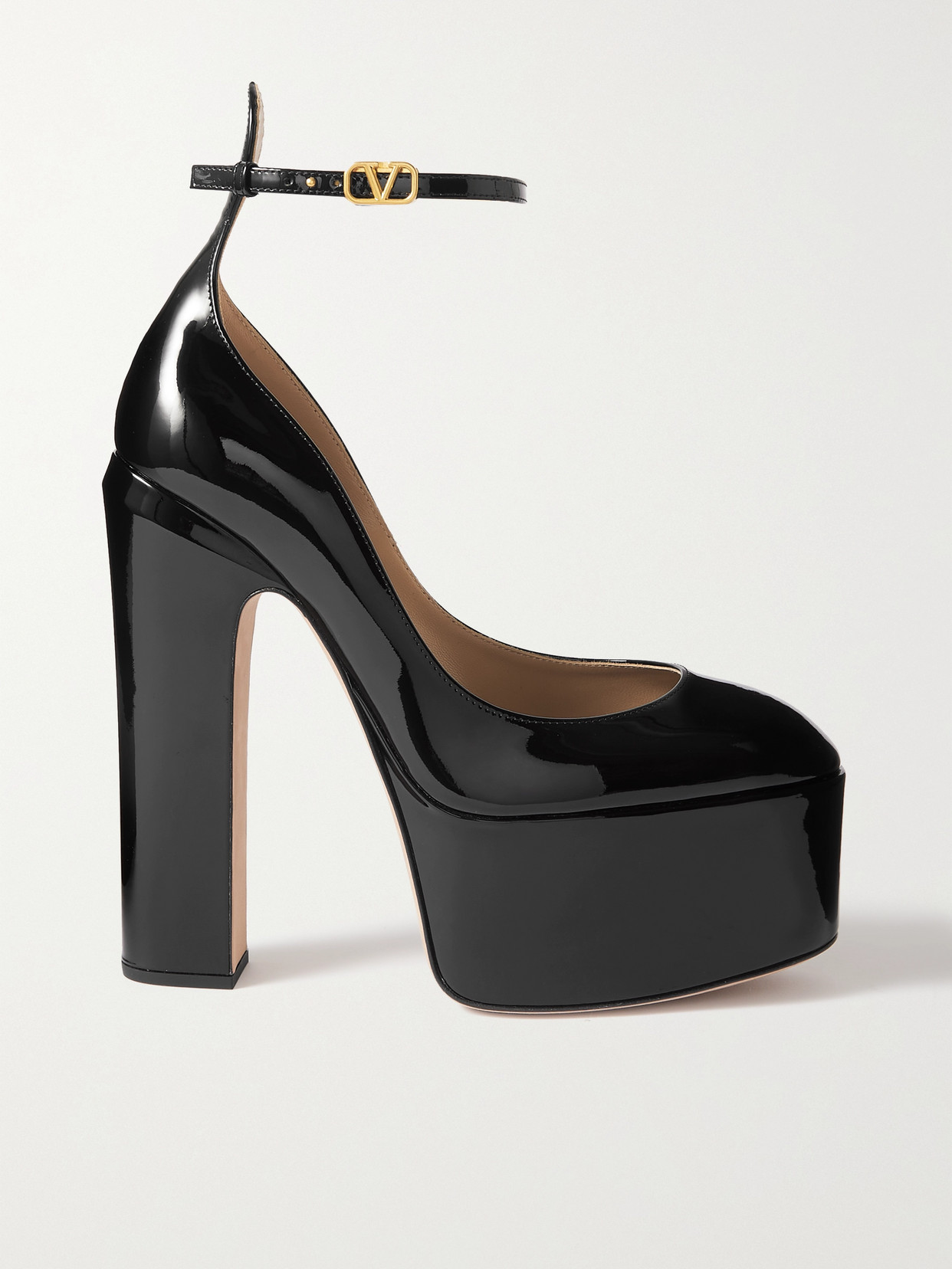 Valentino Garavani Tan-go 155 Patent-leather Platform Pumps In Black