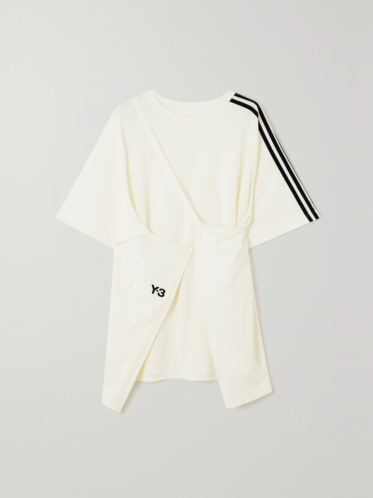 Y-3 Strap-overlay Cotton-jersey T-shirt In Off-white