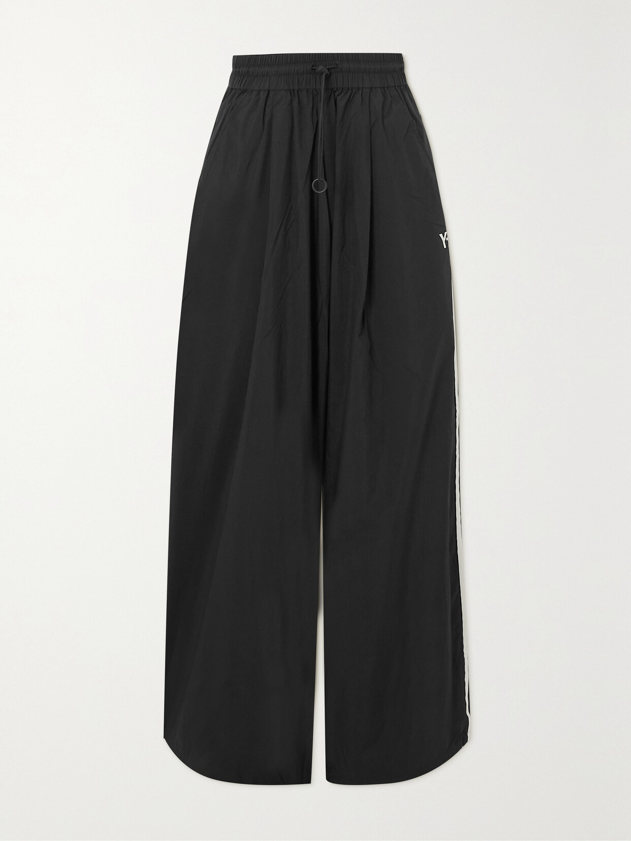 adidas Originals - Grosgrain-trimmed Printed Shell Wide-leg Pants - Black