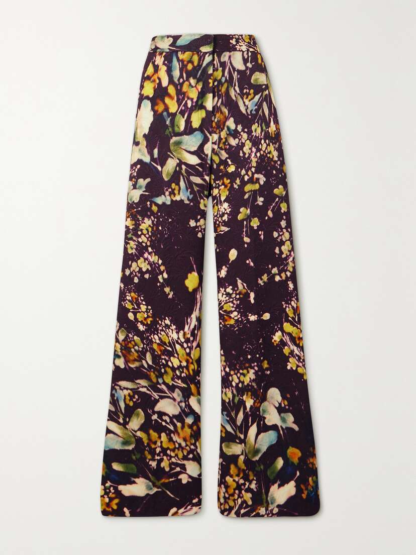 Dries Van Noten Floral-print Jacquard Straight-leg Pants