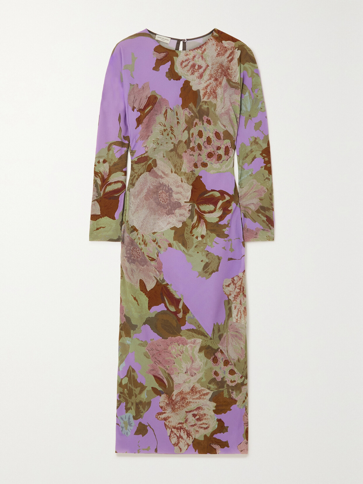 Dries Van Noten - Floral-print Crepe De Chine Midi Dress - Purple