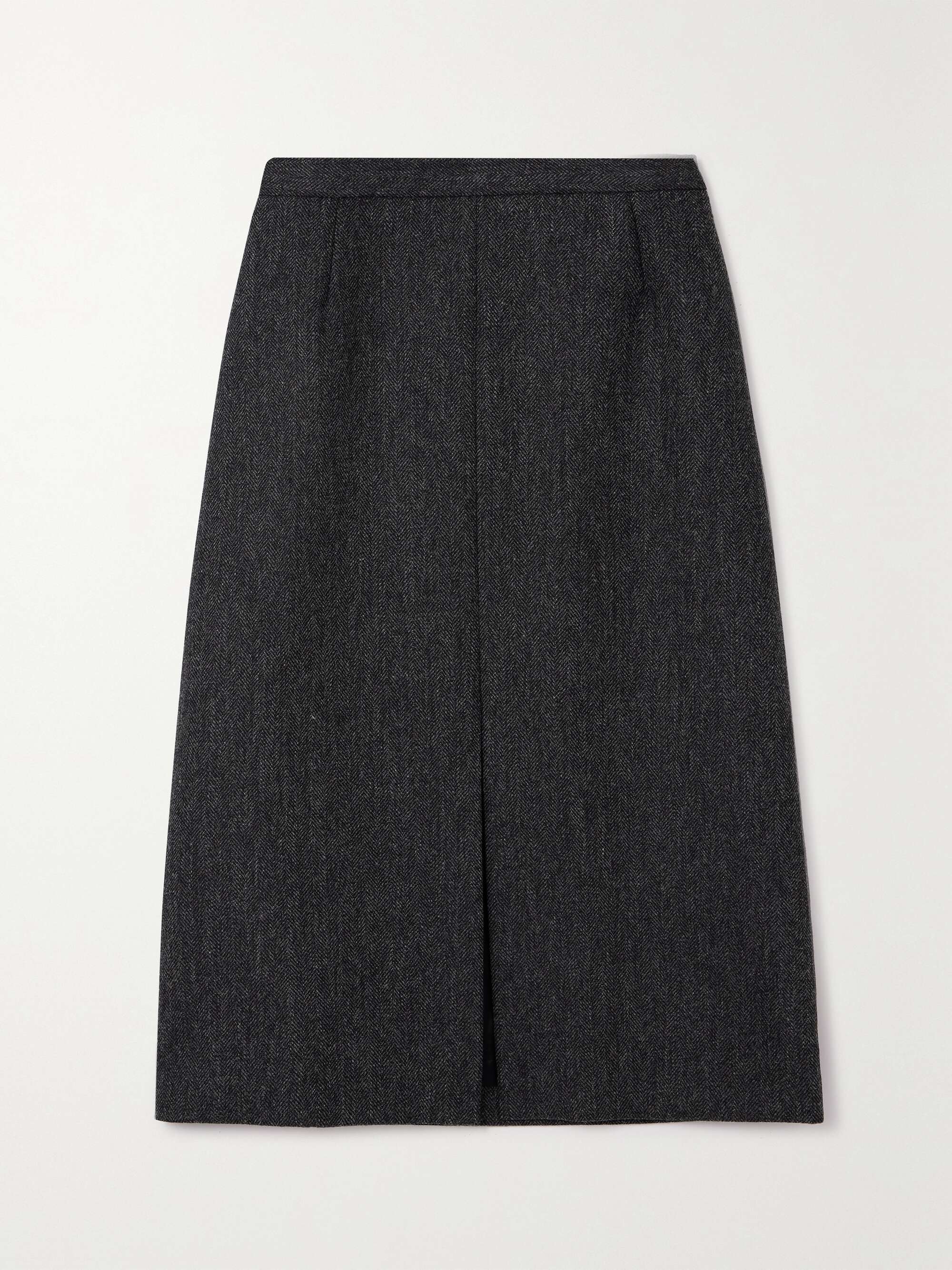 DRIES VAN NOTEN〕グレーヘリンボーンウールスカート
