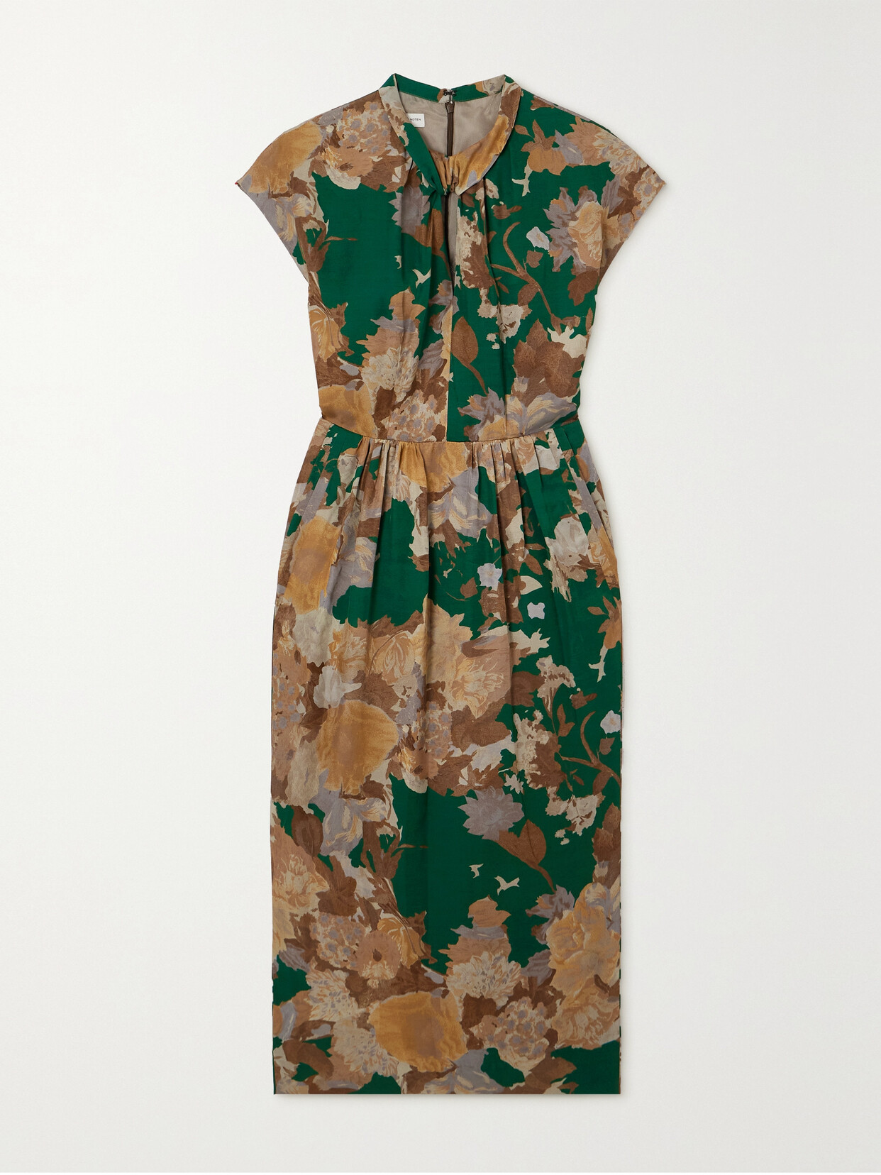 Dries Van Noten - Cutout Floral-print Satin Midi Dress - Green