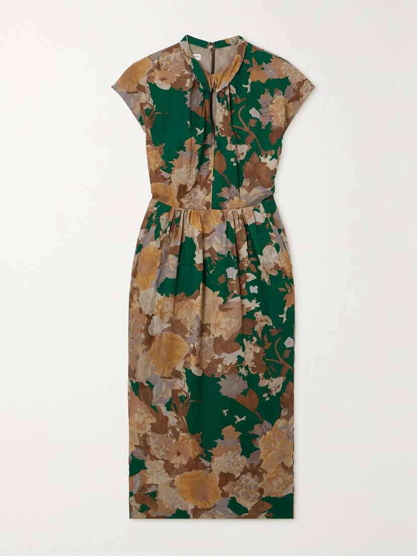 Dries Van Noten Cutout Floral-print Satin Midi Dress