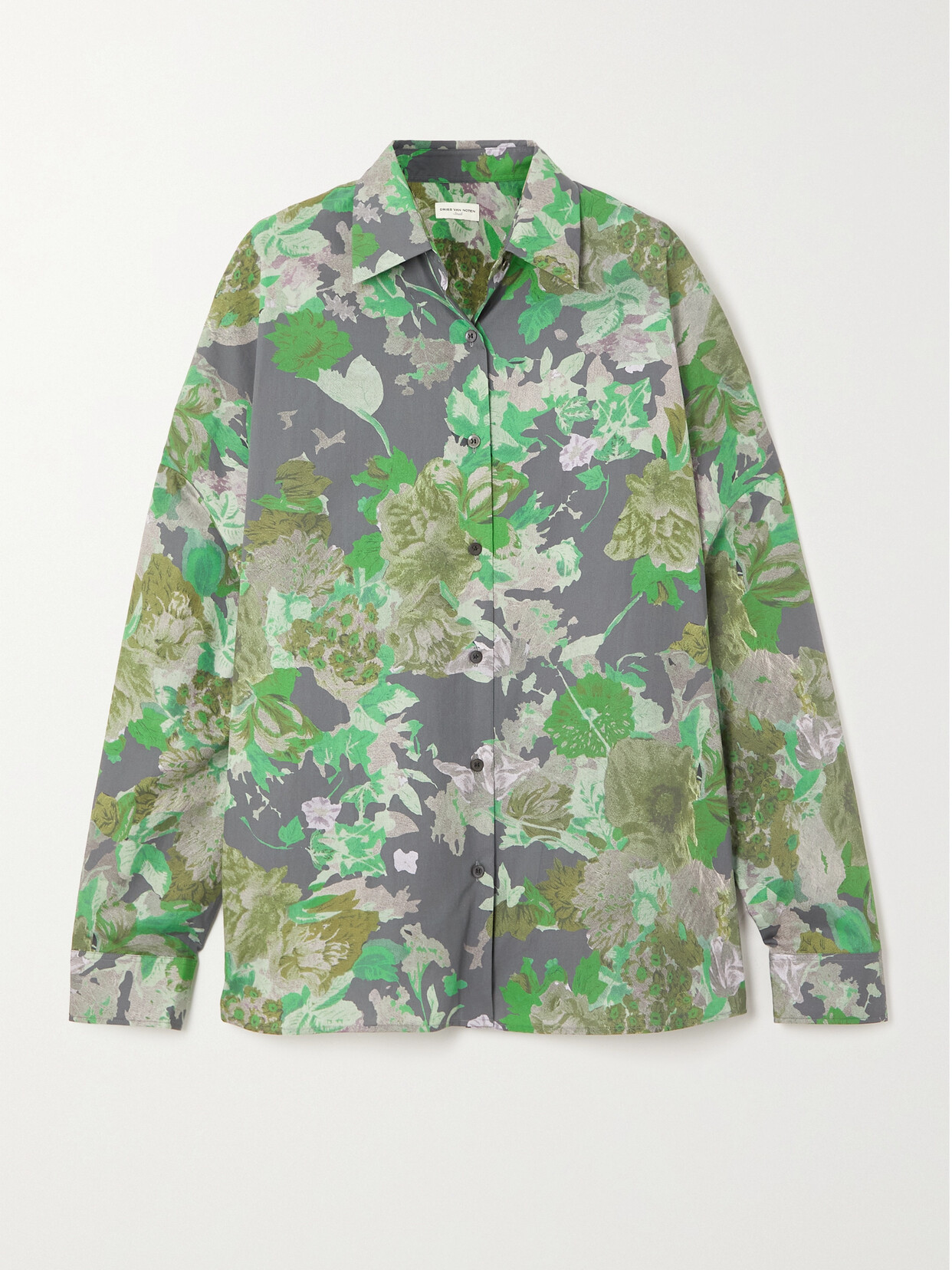 Dries Van Noten - Casia Floral-print Cotton-voile Shirt - Gray