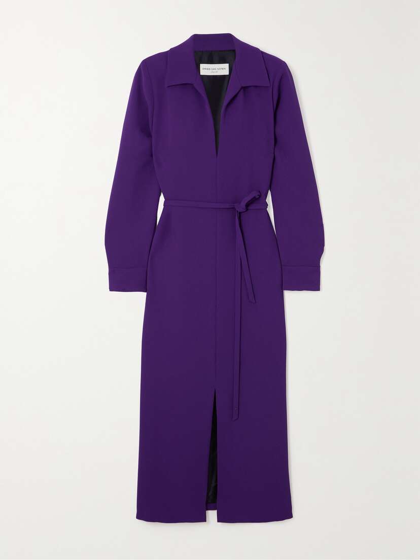 Dries Van Noten Belted Crepe Maxi Dress