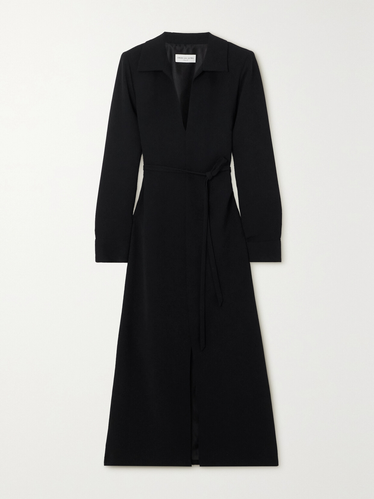 Dries Van Noten - Belted Crepe Maxi Dress - Black