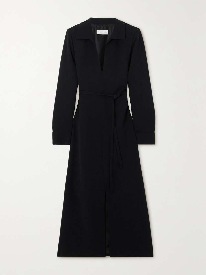 Dries Van Noten Belted Crepe Maxi Dress