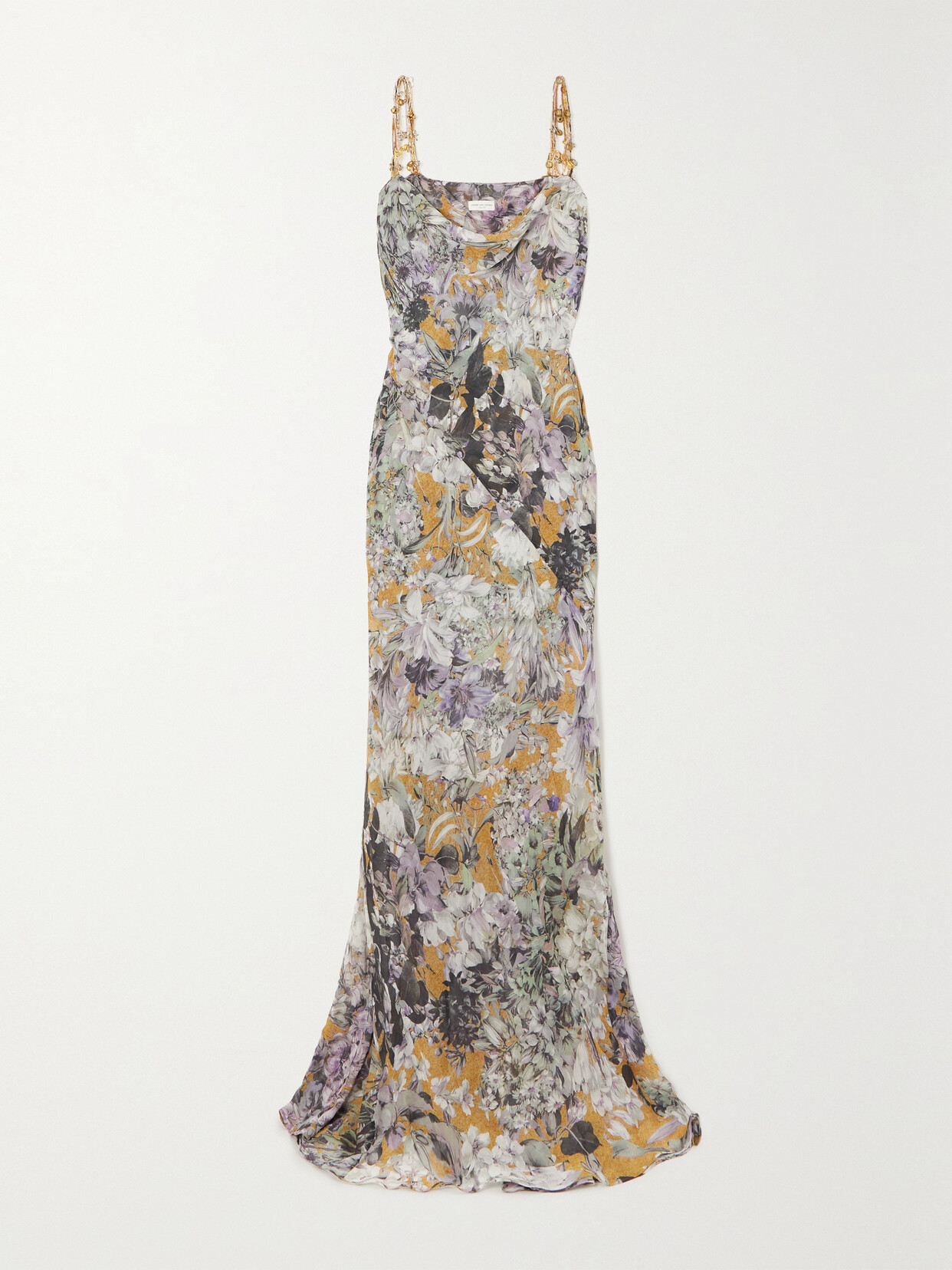 Dries Van Noten - Embellished Floral-print Silk-blend Gown - Neutrals