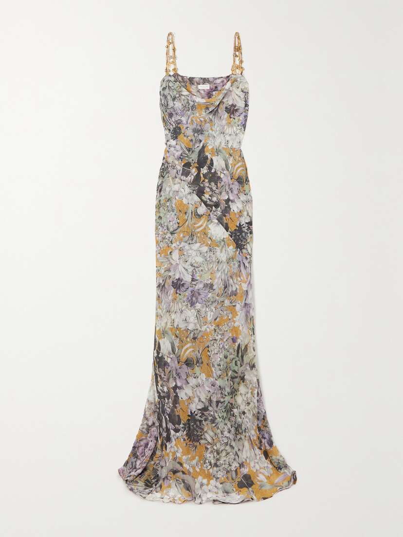 Dries Van Noten Embellished Floral-print Silk-blend Gown