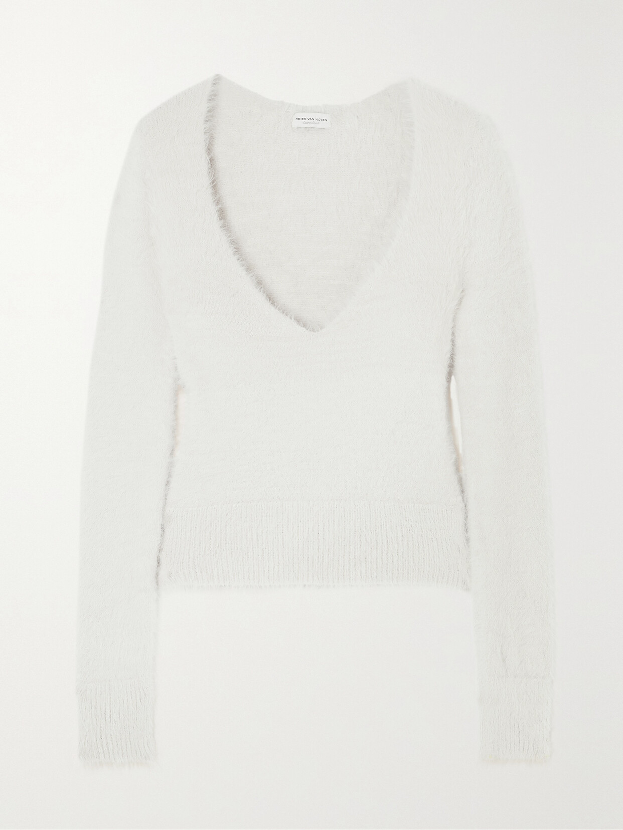 Dries Van Noten Brushed Knitted Sweater In Ecru