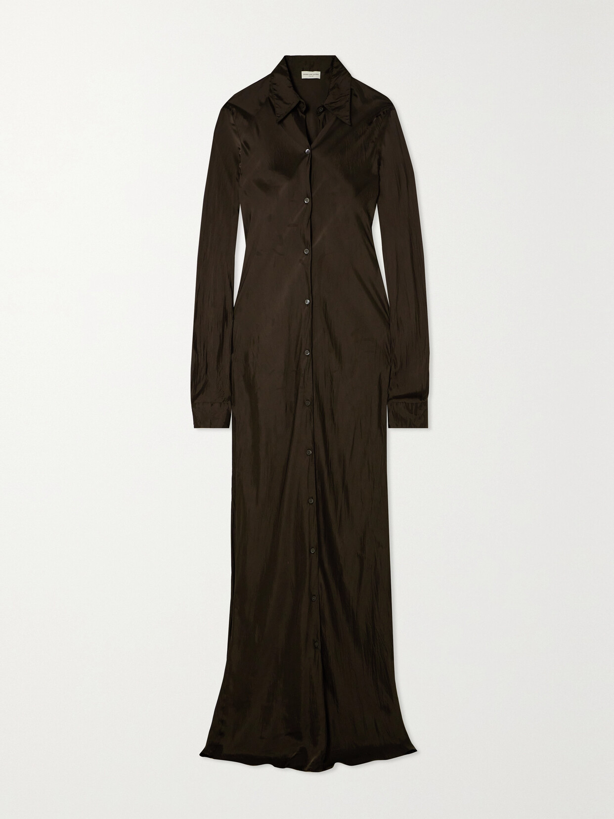 Dries Van Noten - Satin-twill Maxi Shirt Dress - Brown