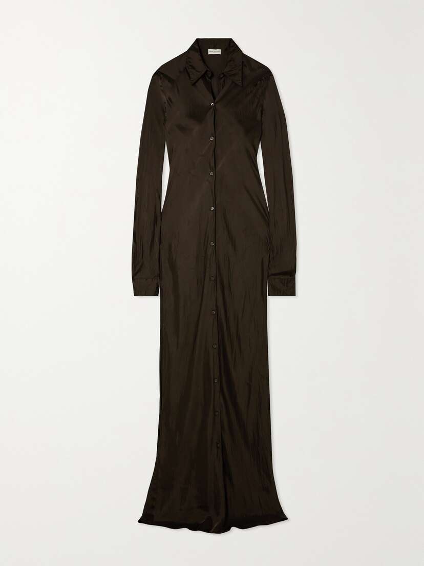 Dries Van Noten Satin-twill Maxi Shirt Dress