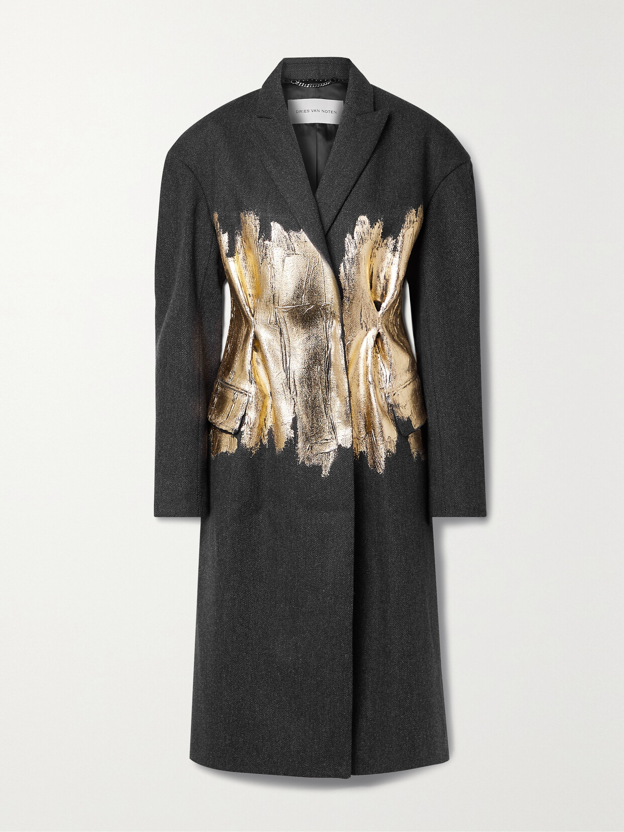 Dries Van Noten - Metallic-trimmed Wool-twill Coat - Gray