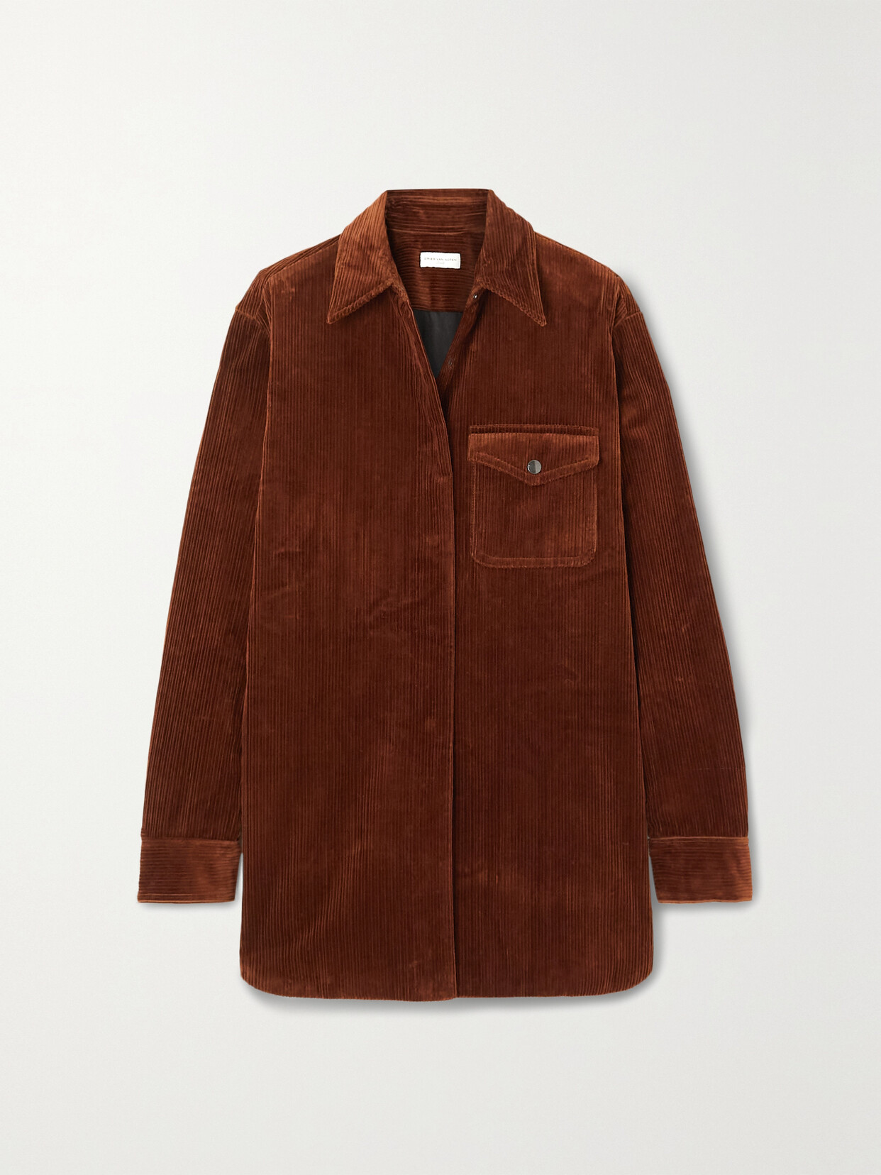 Shop Dries Van Noten Padded Cotton-corduroy Shirt In Brown