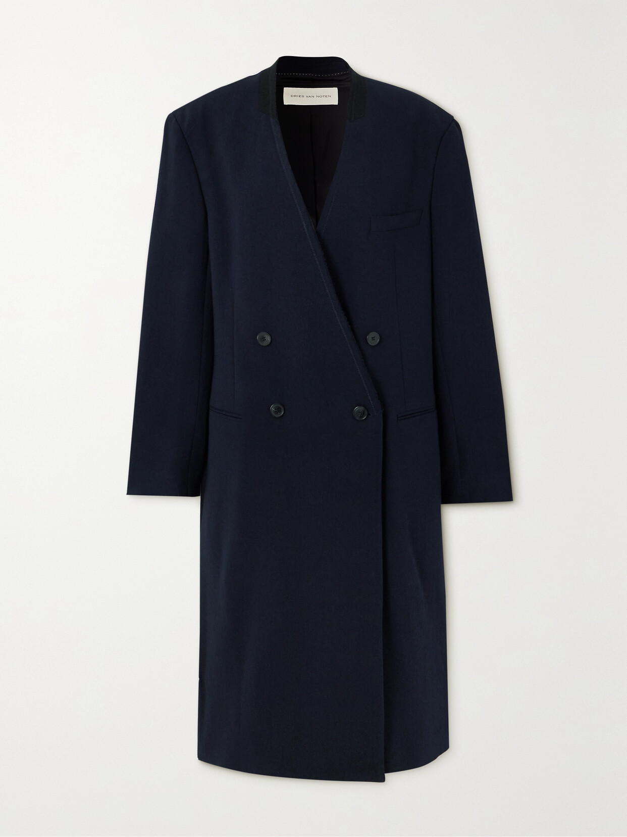 Shop Dries Van Noten Rissa Double-breasted Woven Coat In Blue