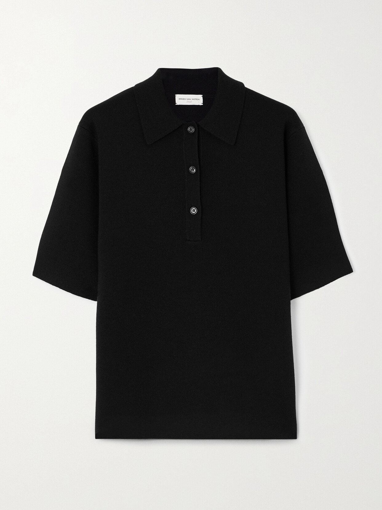 Dries Van Noten - Merino Wool Polo Shirt - Black