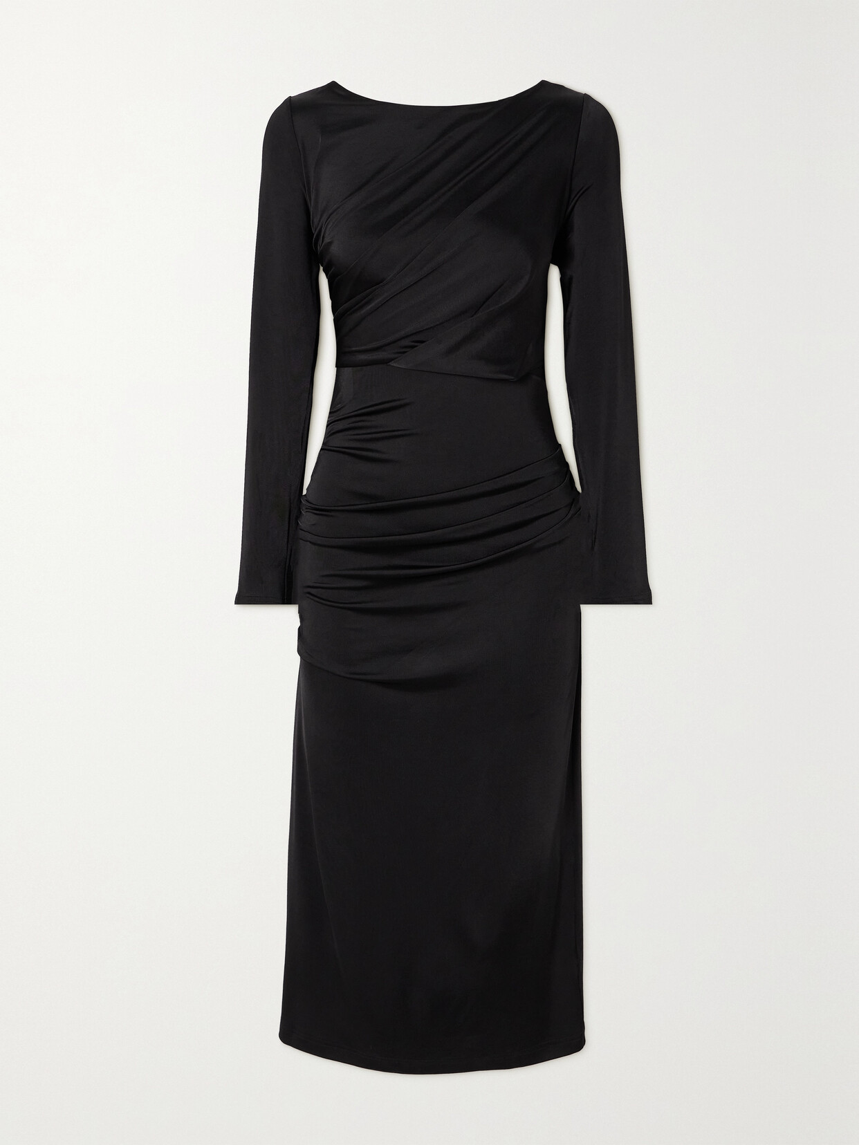 Dries Van Noten - Gathered Stretch-jersey Midi Dress - Black