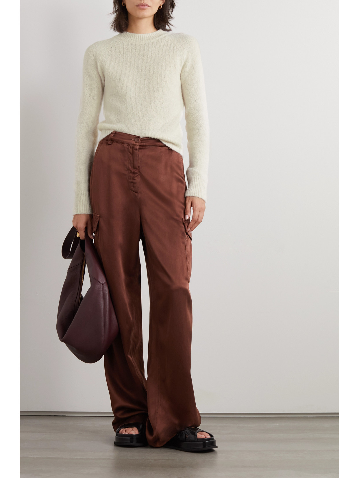 Shop Dries Van Noten Faille Straight-leg Cargo Pants In Brown