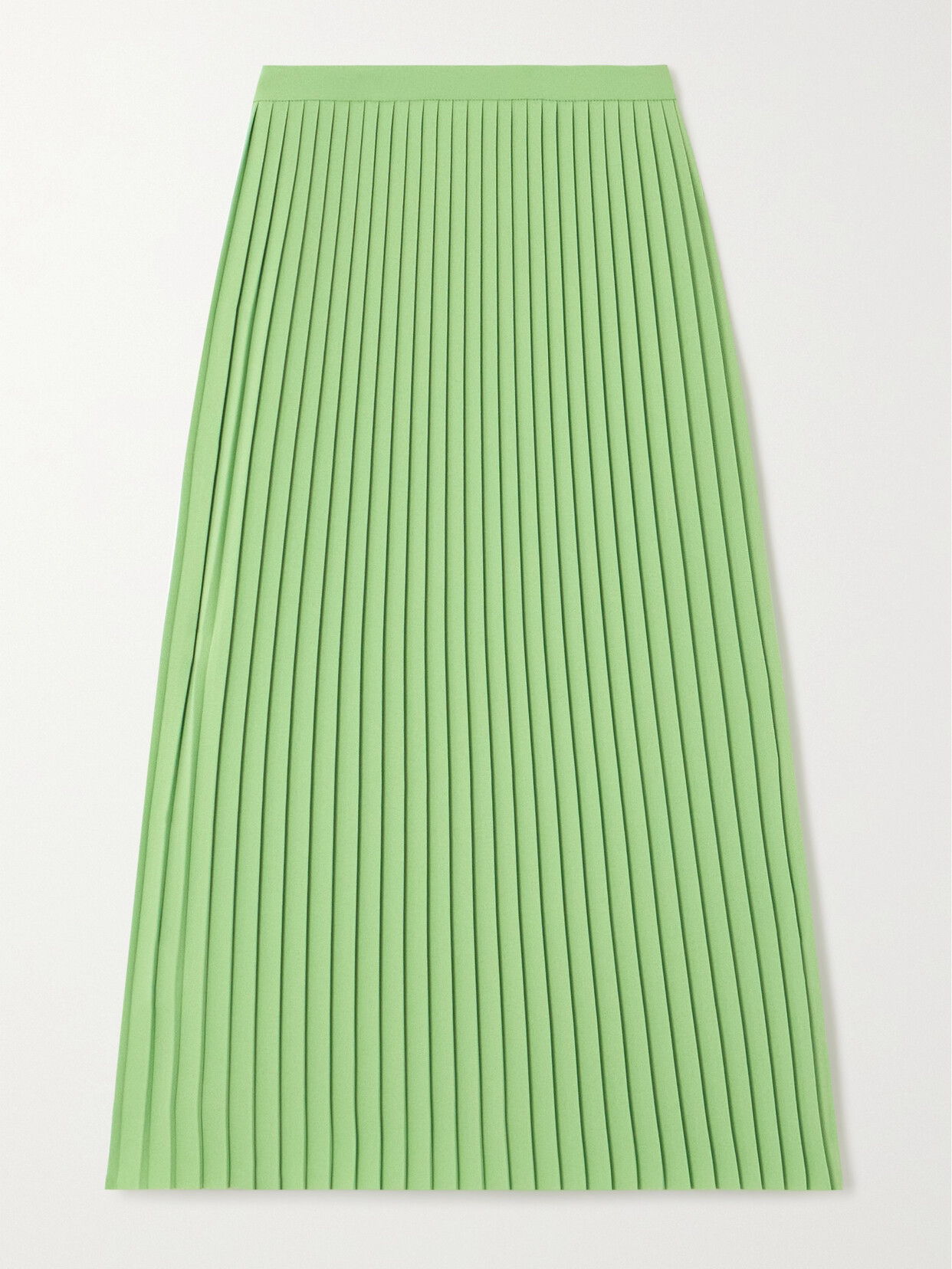 Dries Van Noten Pleated Georgette Midi Skirt In Green