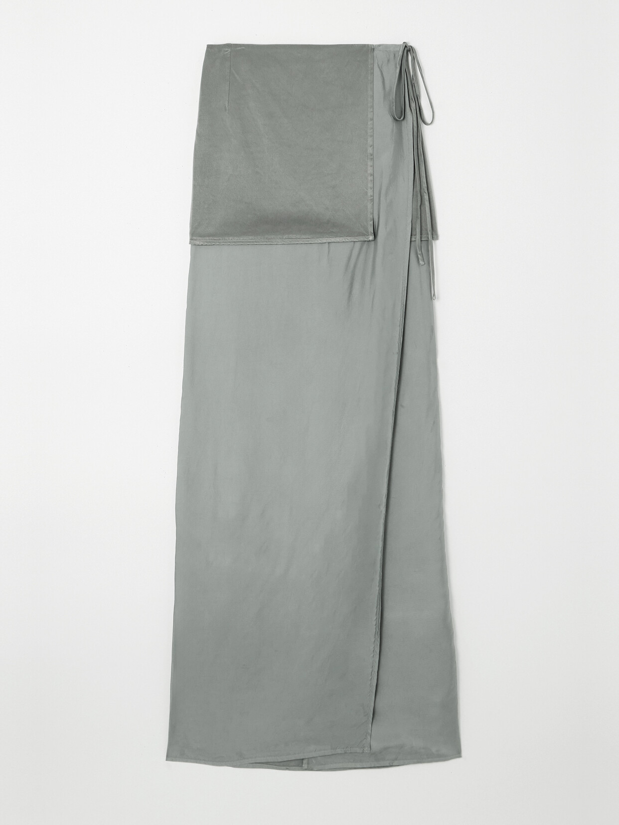 Dries Van Noten Layered Two-tone Satin Maxi Wrap Skirt In Gray