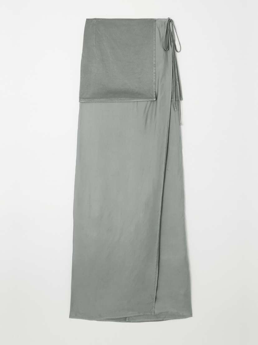 Dries Van Noten Layered Two-tone Satin Maxi Wrap Skirt
