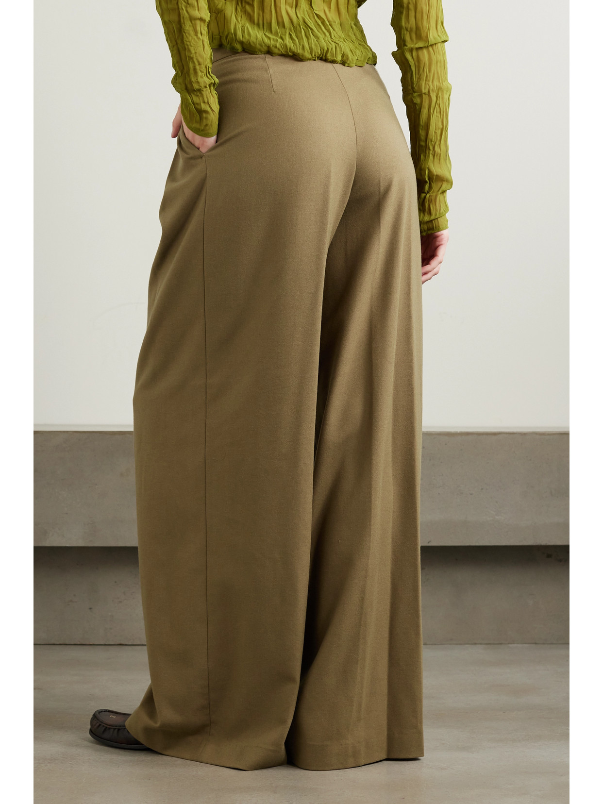 Shop Dries Van Noten Pleated Wool-blend Twill Wide-leg Pants In Brown