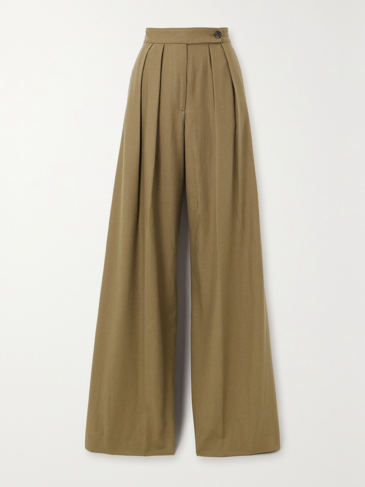 Dries Van Noten Pleated Wool-blend Twill Wide-leg Pants In Brown