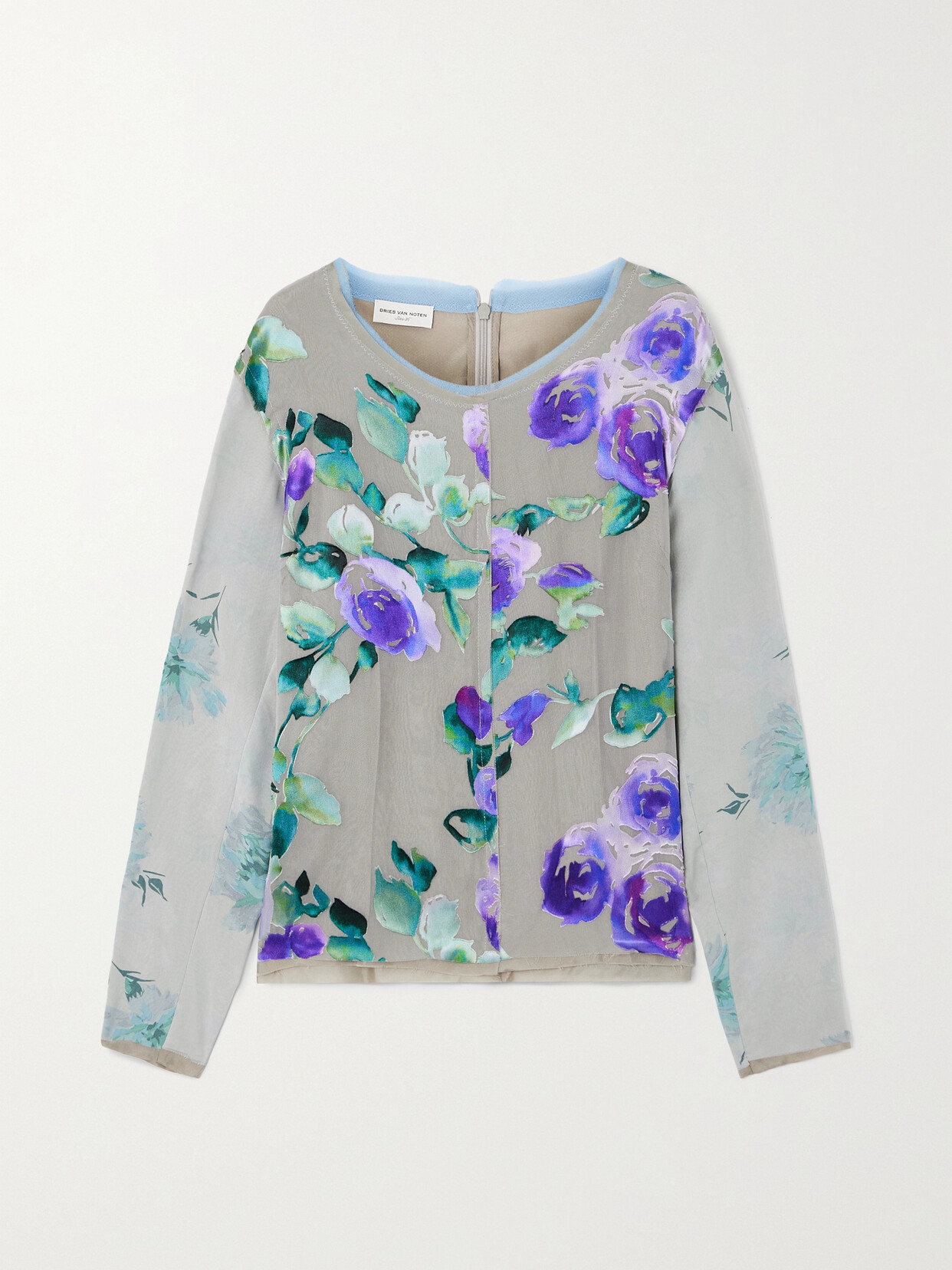 Shop Dries Van Noten Silk-blend Fil Coupé Blouse In Multi