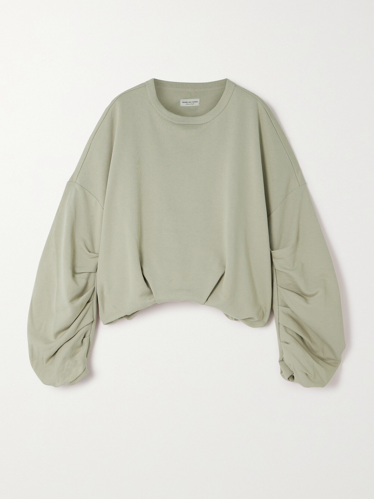 Dries Van Noten - Hannett Gathered Cotton-jersey Sweater - Neutrals