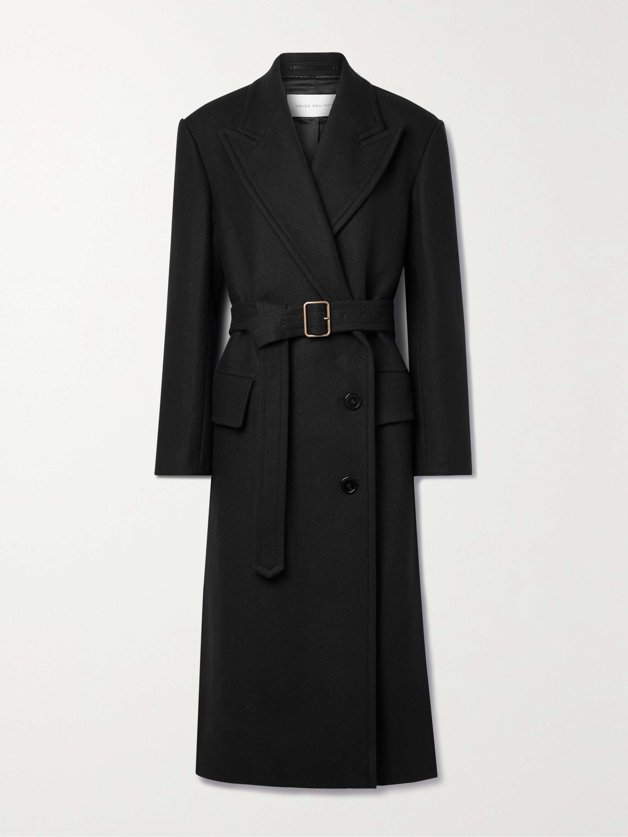 DRIES VAN NOTEN Double-breasted belted wool-blend twill coat | NET-A-PORTER