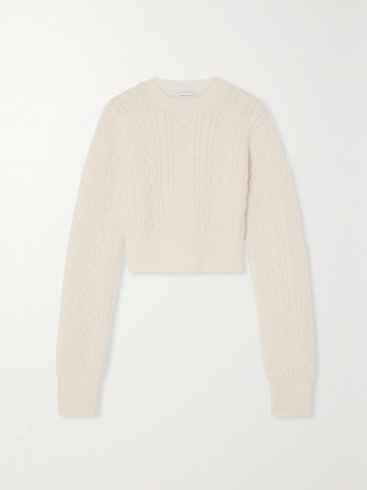 Dries Van Noten - Cropped Cable-knit Alpaca-blend Sweater - Ecru