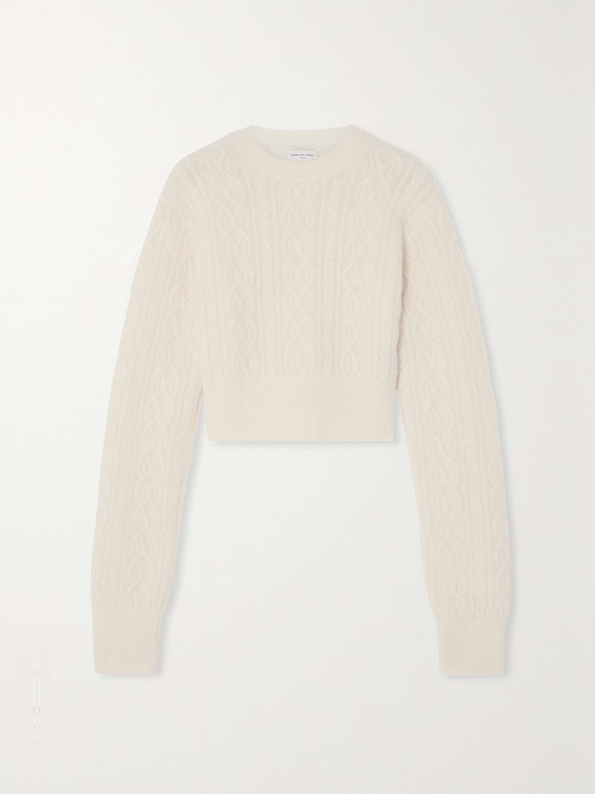 DRIES VAN NOTEN Cropped cable-knit alpaca-blend sweater | NET-A-PORTER