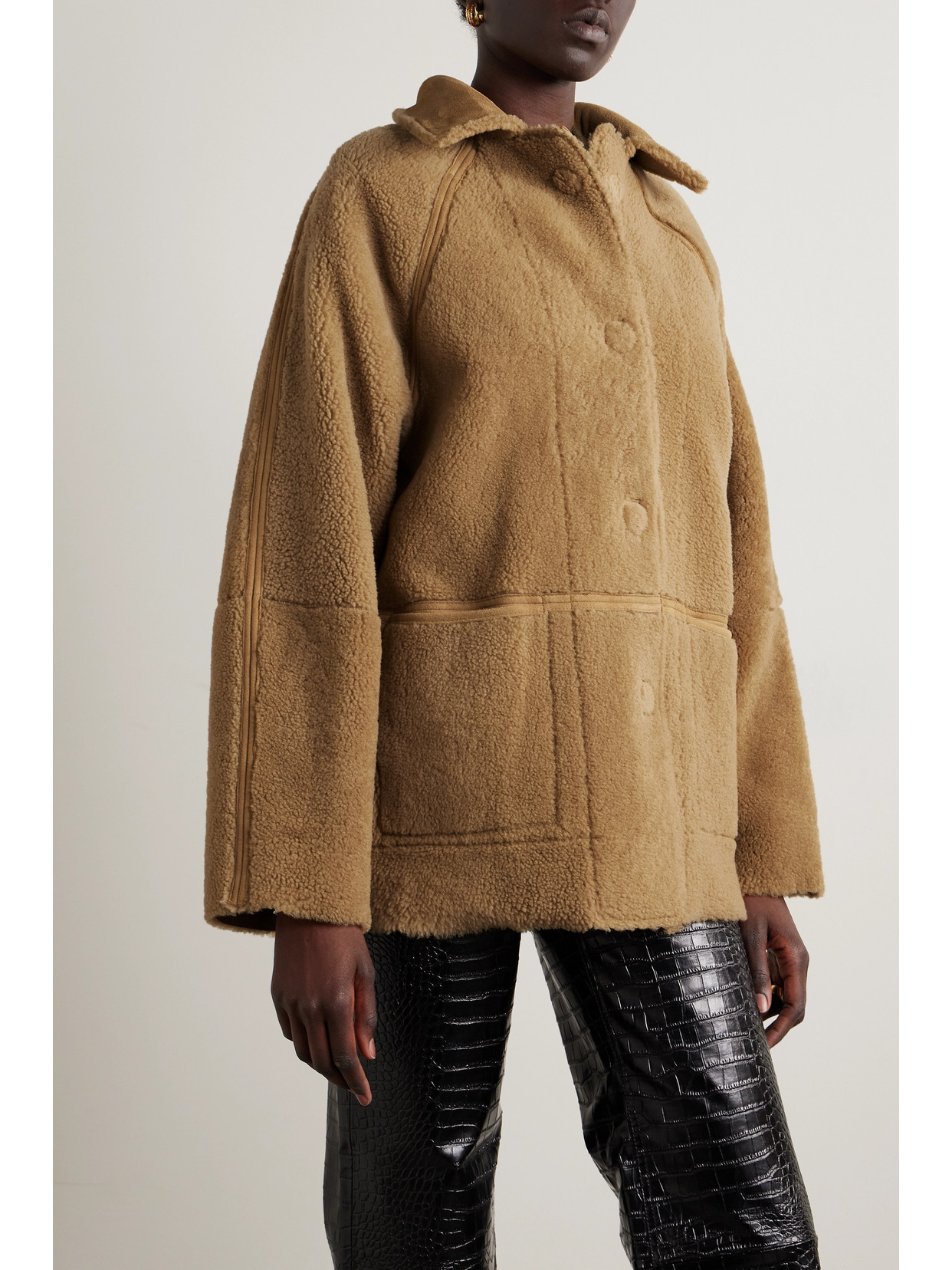 Shop Kassl Editions Reversible Shearling Jacket In Neutrals