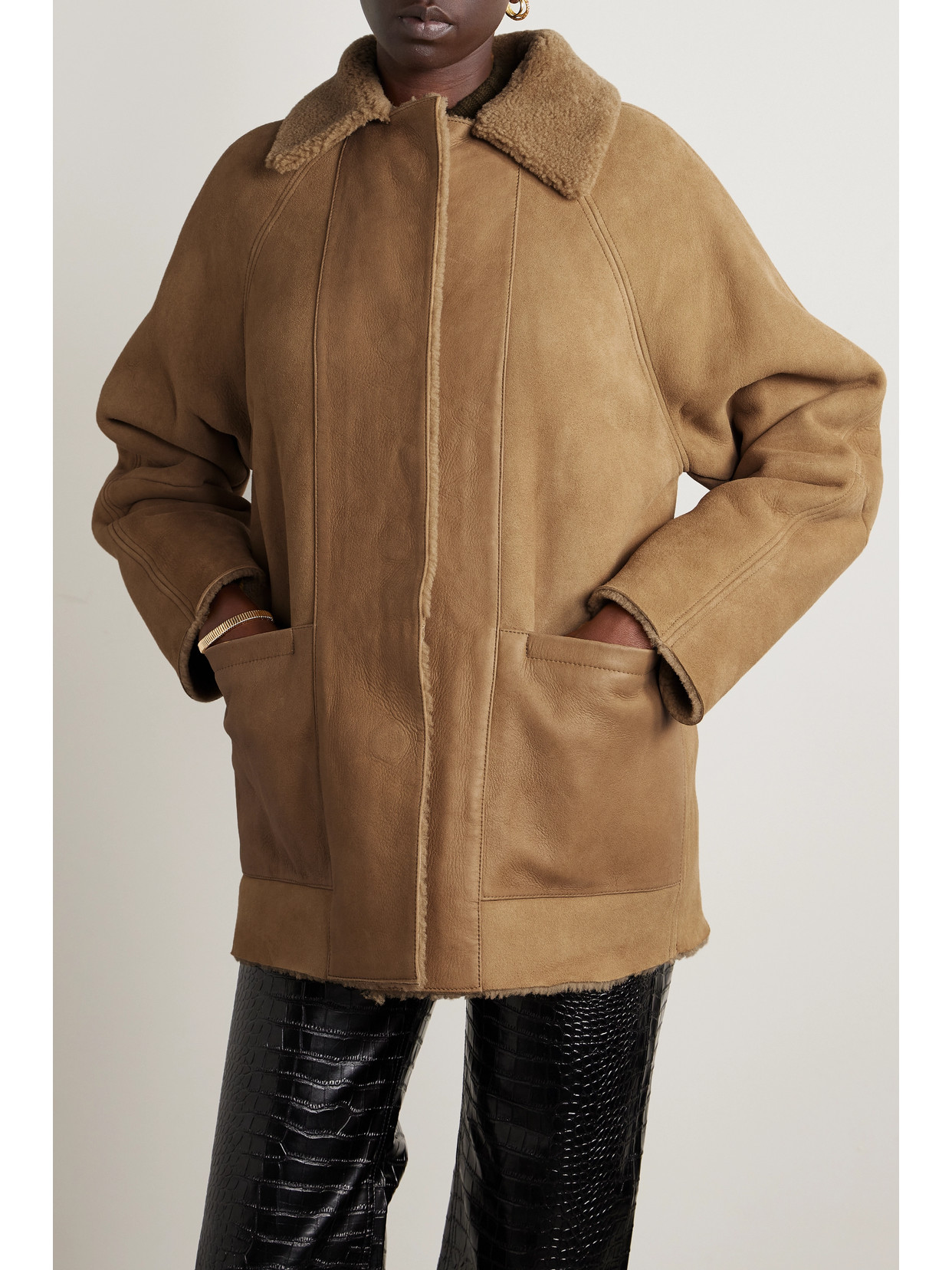 Shop Kassl Editions Reversible Shearling Jacket In Neutrals