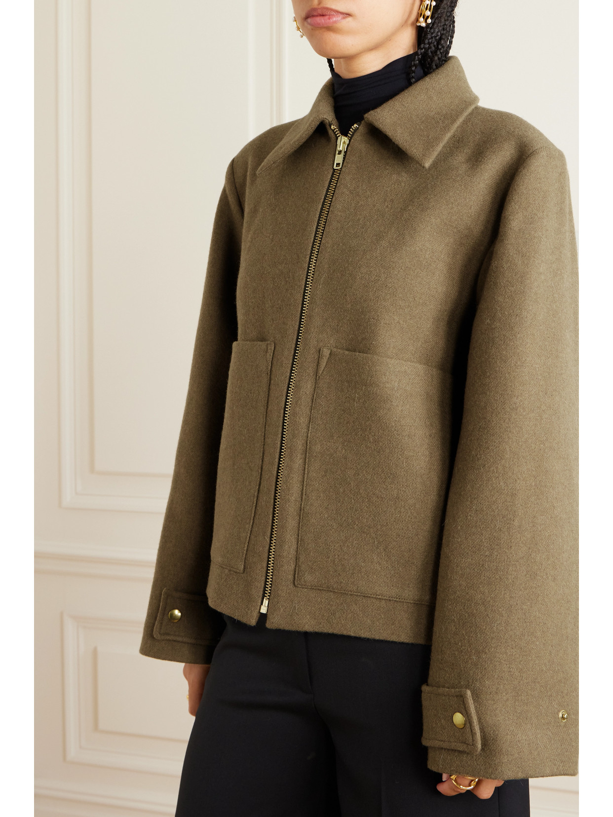 Kassl Editions Brushed Wool-blend Jacket In Brown