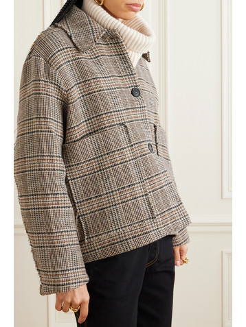 KASSL EDITIONS Distressed checked wool-blend coat