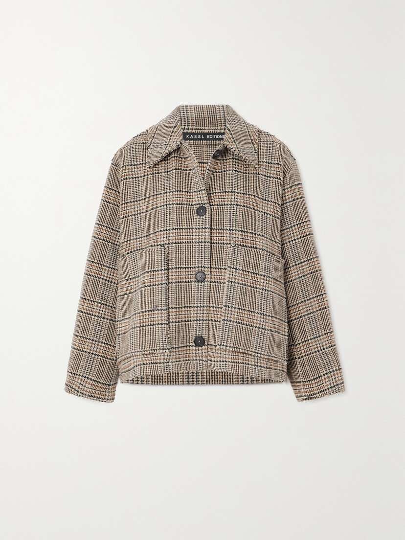 Kassl Editions Distressed Checked Wool-blend Coat