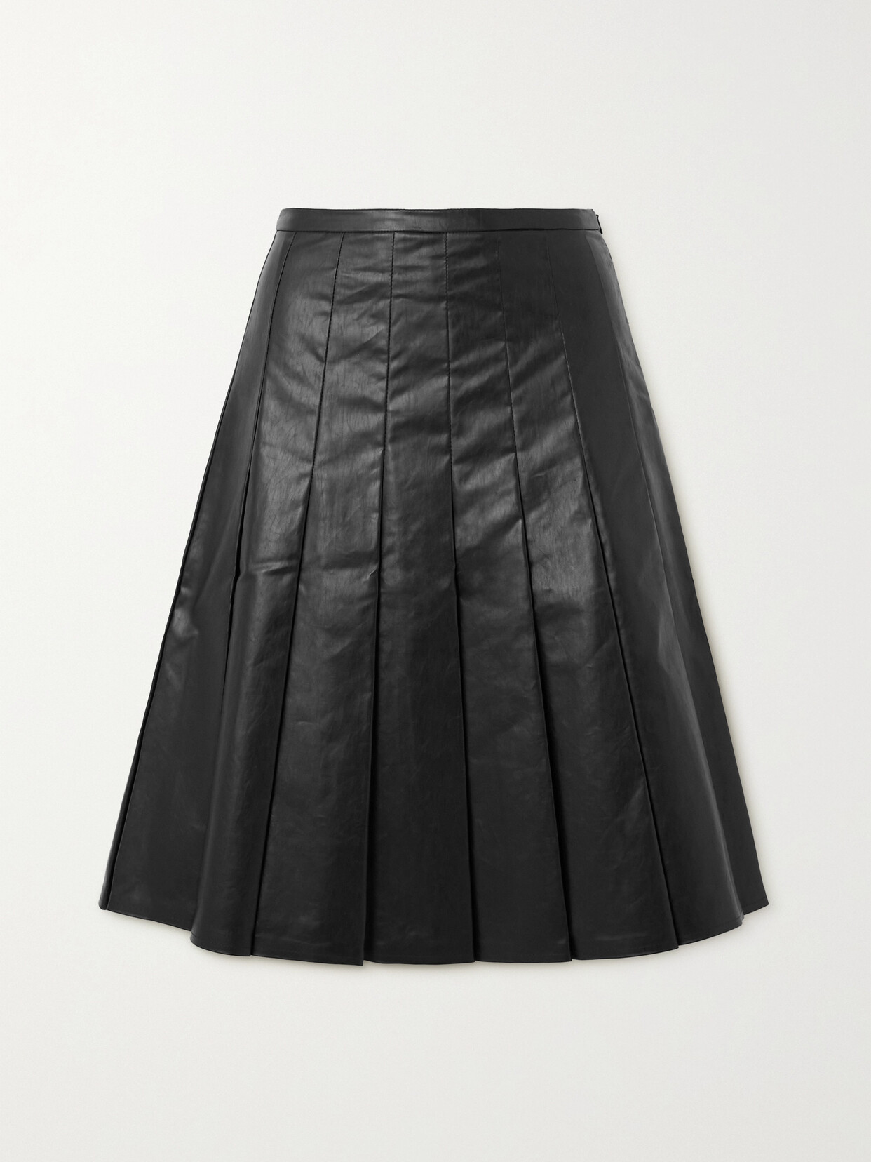 Kassl Editions Pleated Coated Cotton-blend Skirt In Black