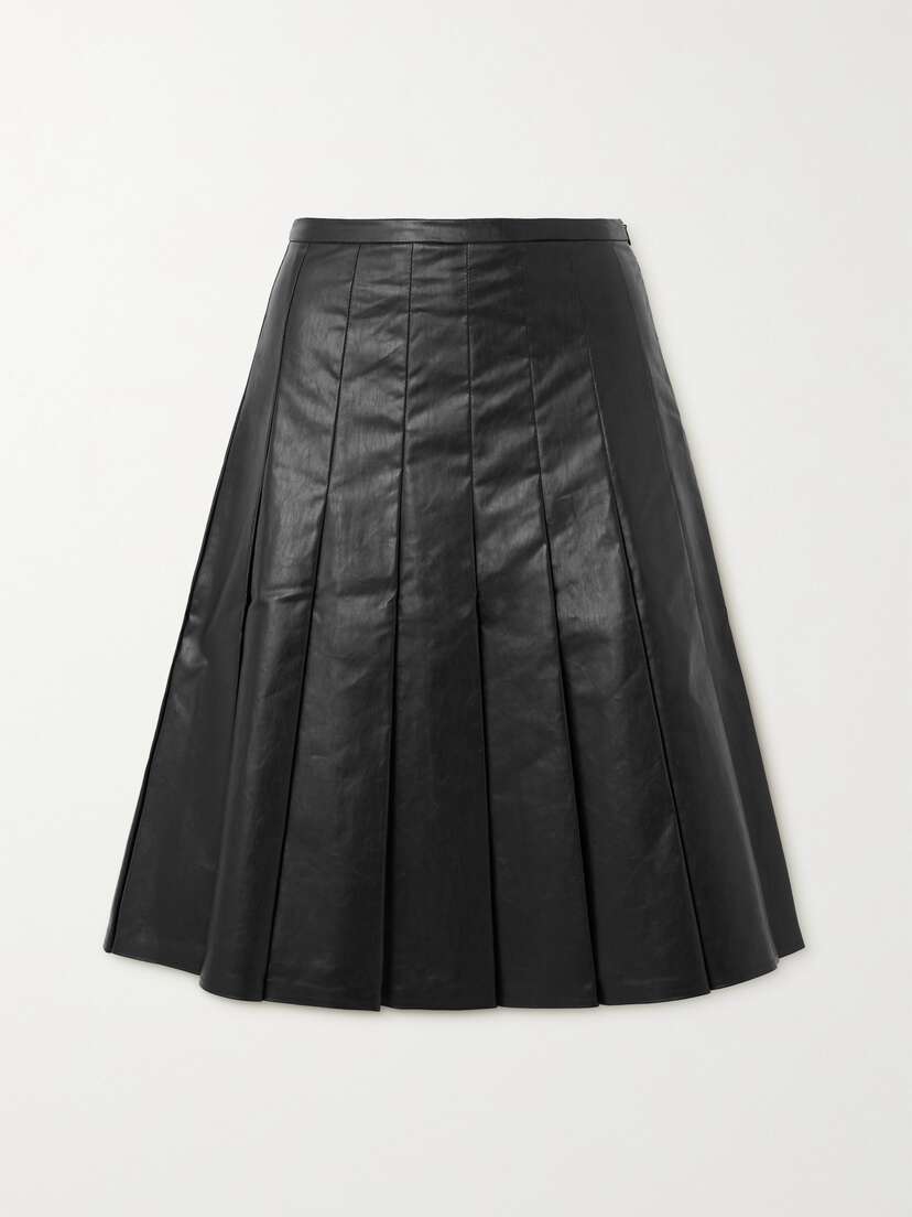 Kassl Editions Pleated Coated Cotton-blend Skirt
