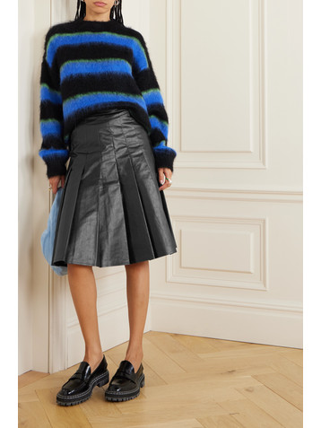 KASSL EDITIONS Pleated coated cotton-blend skirt