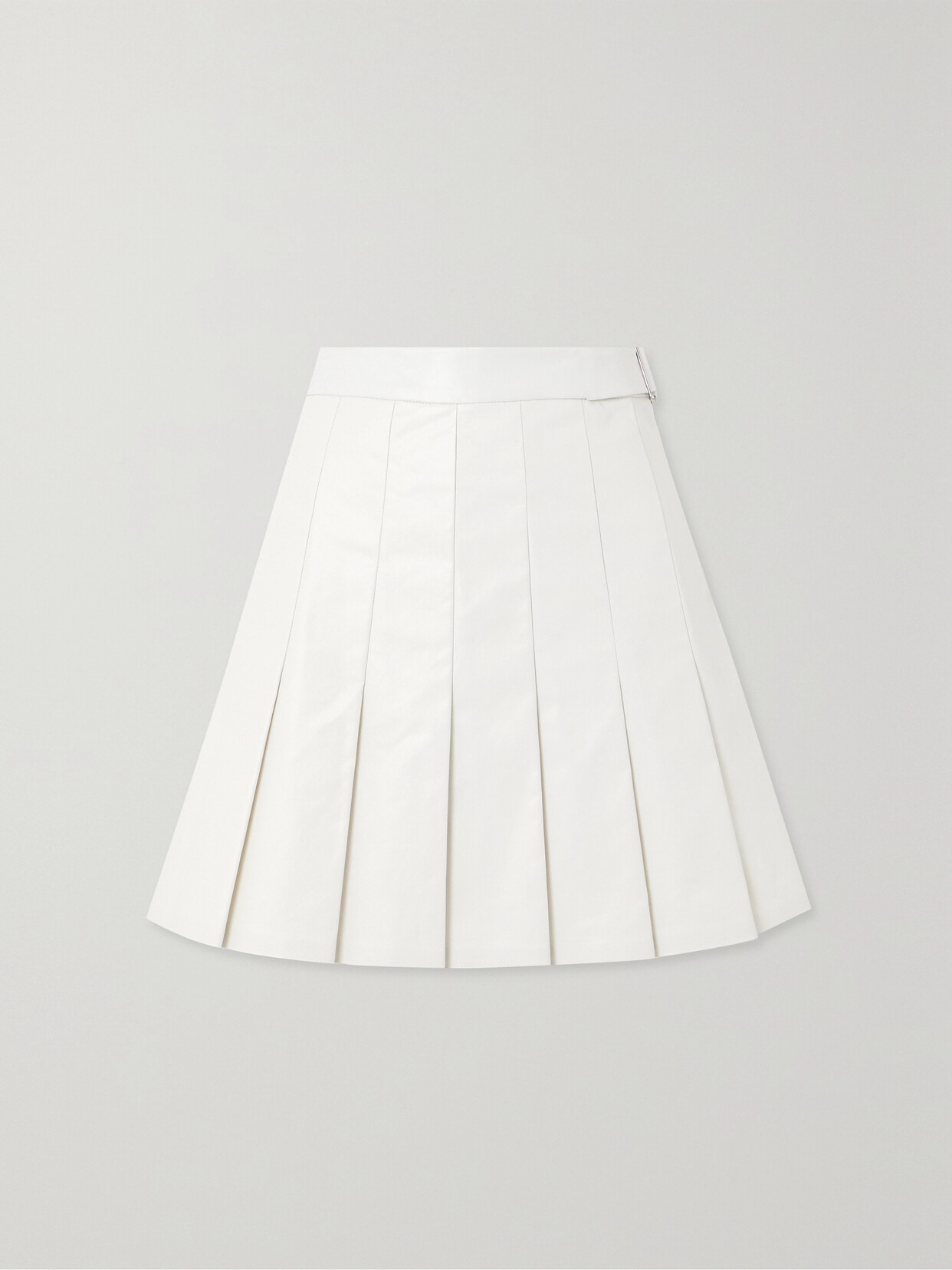 Kassl Editions Pleated Coated Cotton-blend Mini Skirt In White