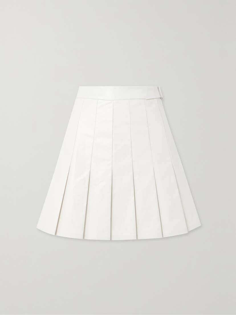 Kassl Editions Pleated Coated Cotton-blend Mini Skirt