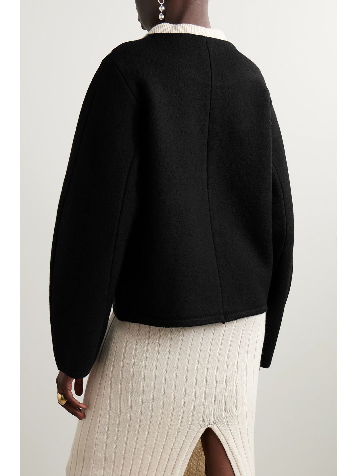 Kassl Editions Balloon-sleeve Merino Wool Jacket In Black