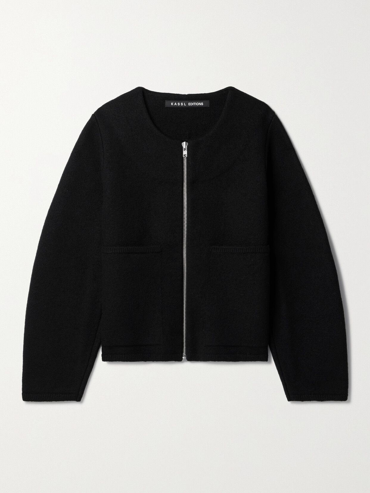 Kassl Editions Balloon-sleeve Merino Wool Jacket In Black