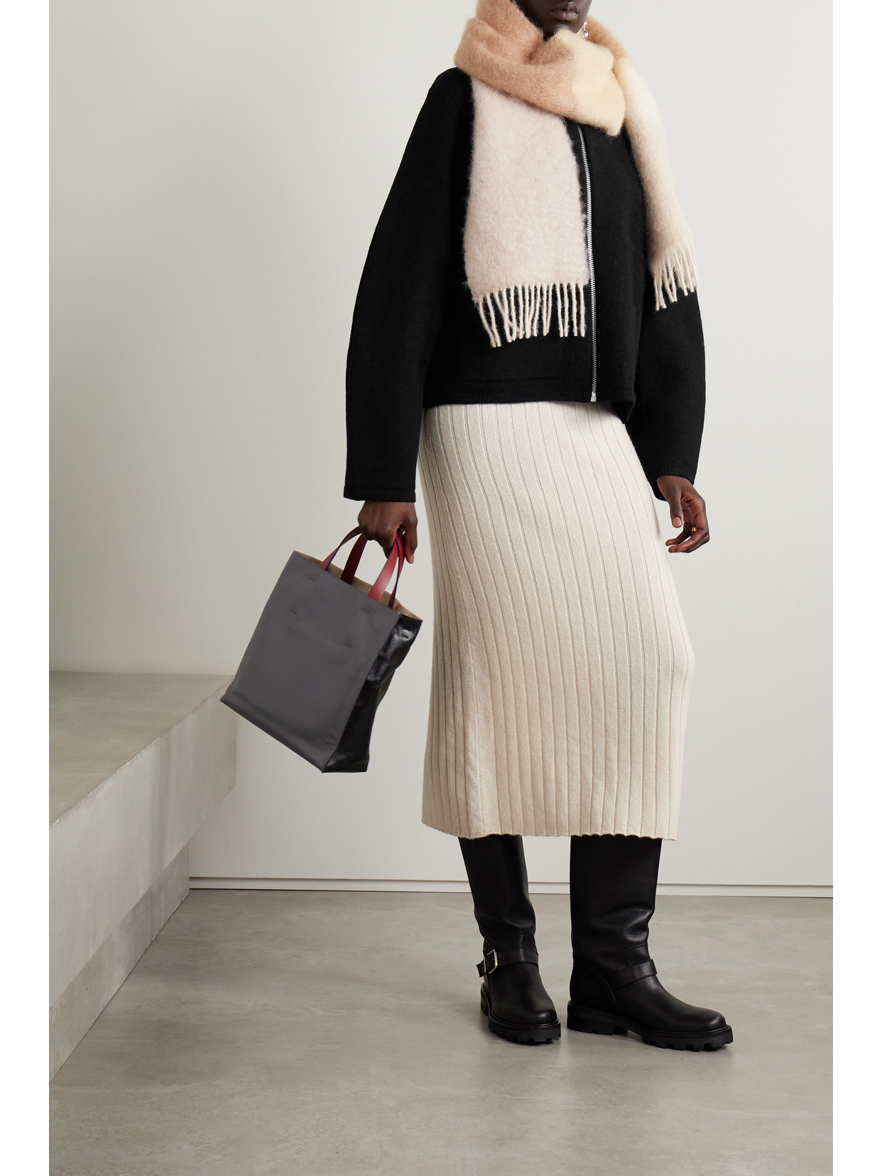 Kassl Editions Balloon-sleeve Merino Wool Jacket In Black