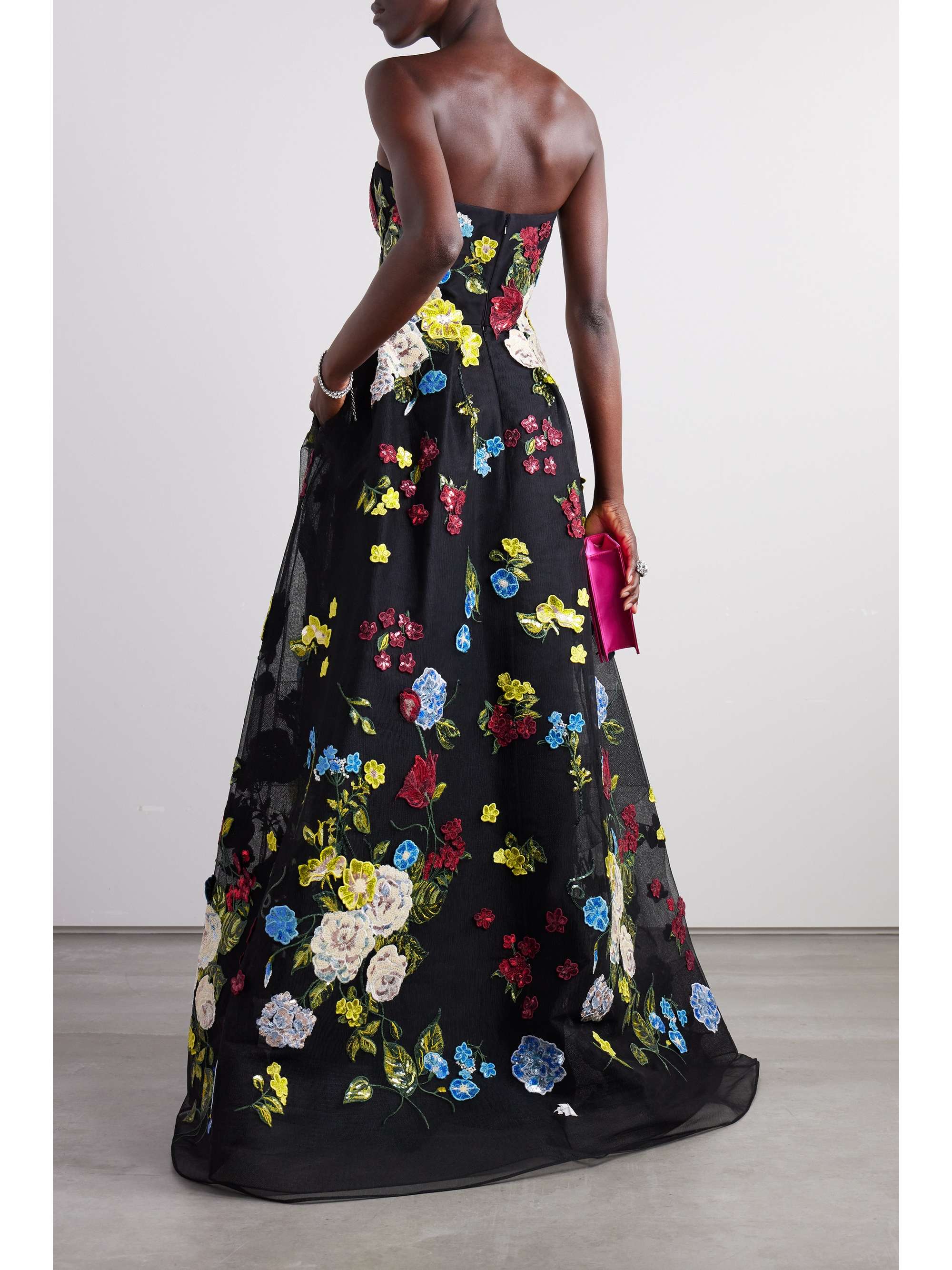 ELIE SAAB Strapless sequined tulle gown
