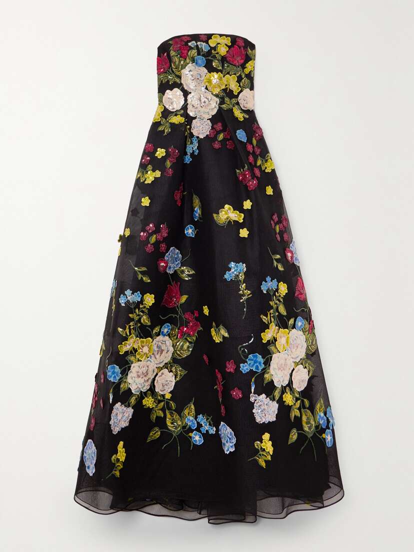 Elie Saab Strapless Embroidered Sequin-embellished Tulle Gown